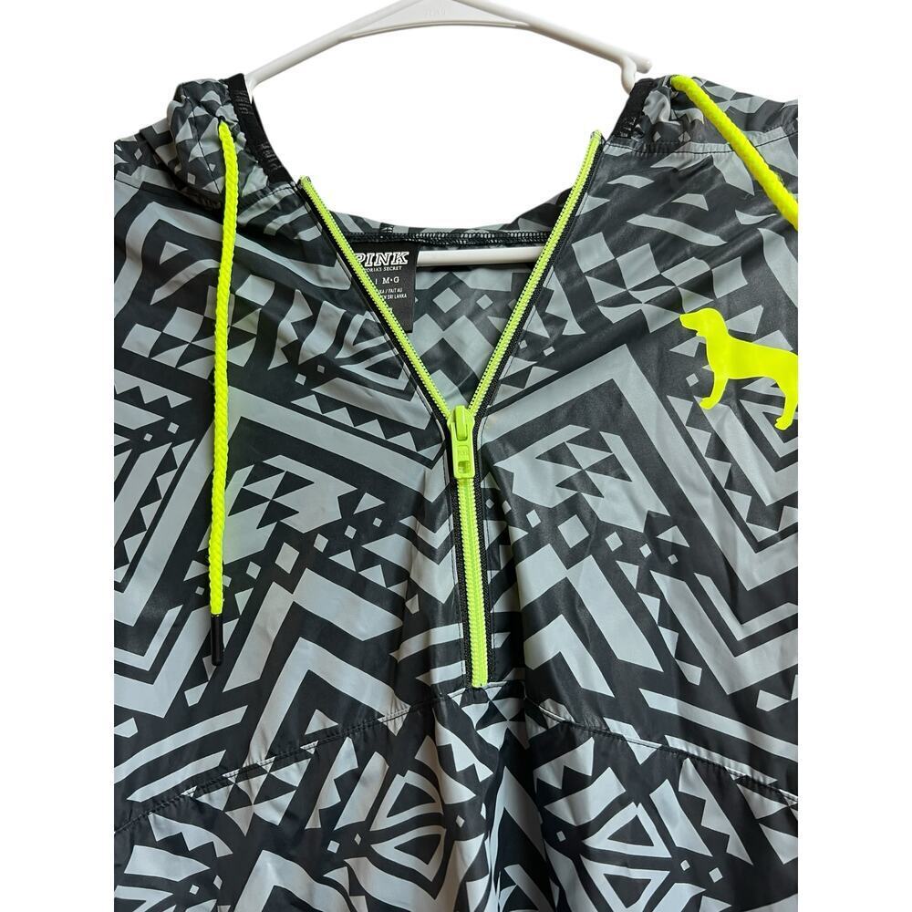 Victoria's Secret PINK Gray Black Aztec Print Anorak Pullover Windbreaker M/L - Picture 2 of 10